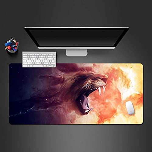 Tapis de souris gamer surface texturée grand format 1000x500 mm motif lion
