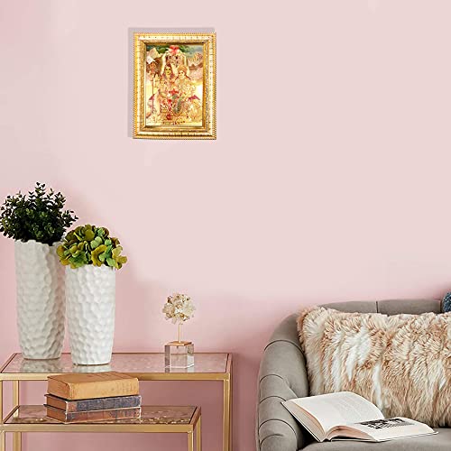 Image of Hawai Gold Plated Shiv Parivar Photo Frame, Size 8.5x7 inch | Engineered Wood Wall Hanging Frame | SFDI128 GLD FRM GRP