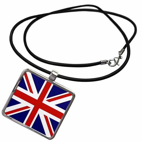 3dRose InspirationzStore Flags - British Flag - red White Blue Union Jack Great Britain United Kingdom UK England English Souvenir GB - Necklace with Rectangle Pendant (ncl_159852)