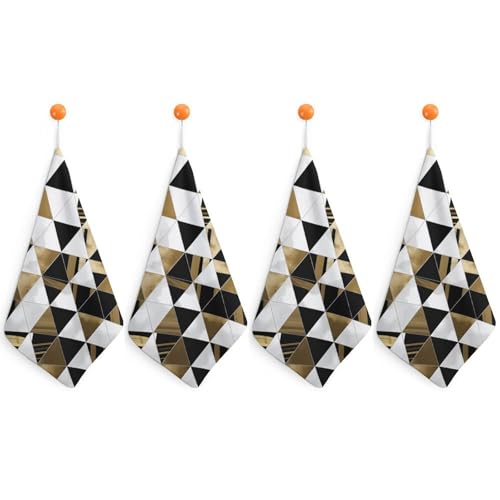 Serviette à main en microfibre au design géométrique triangle doré chic - 2