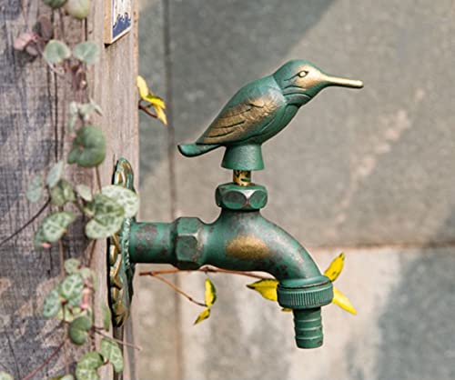 Outdoor Faucet Decorative Antique Green Bird Brass Garden Yard Animal Faucet Wall Mounted Tap Bibcock Hose Not Included #TOP3
