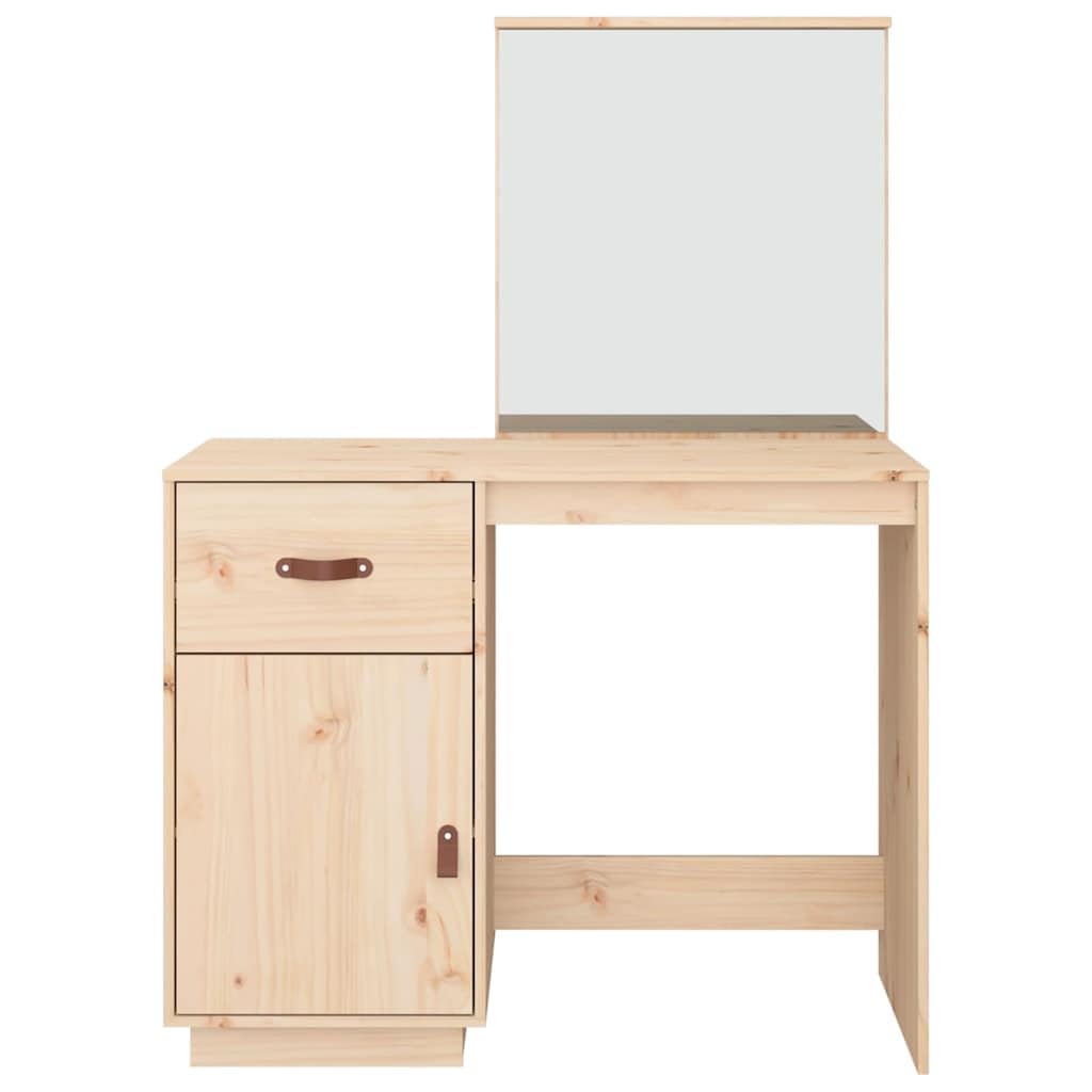 Toaletka 95 x 50 x 134 cm z litego drewna sosnowego z lustrem, miejscem do przechowywania, szufladą i półką, idealna do sypialni, garderoby, łazienki, studia lub salonu, wszechstronna