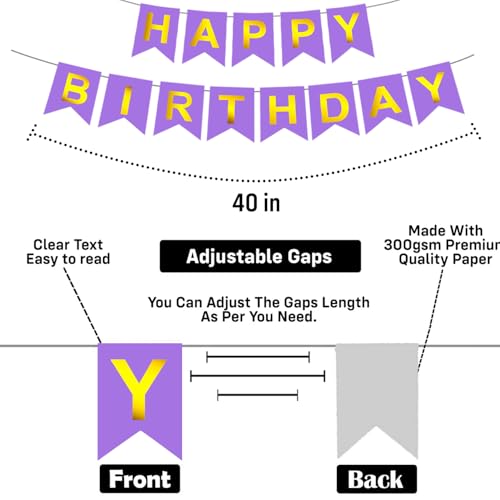 Image of Party Propz Happy Birthday Decoration Kit - 45 Pcs Aesthetic Purple Theme Birthday Decoration Kit with Banner & Balloons, Bday Decoration Kit for Girls, Party Decor (Cardstock)