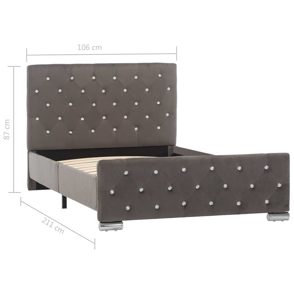 vidaXL Estructura de Cama Dormitorio Base Completa Armazón Adolescente Adulto Listones Soporte Interiores Doble Terciopelo Gris 100x200cm