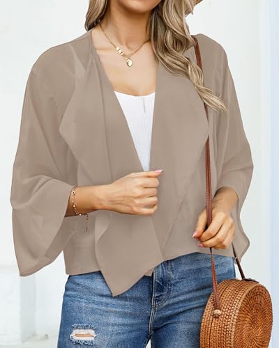 Image of Womens Summer Tops Short Shrugs Kimono Cardigans Casual Chiffon Bolero Jackets 2026