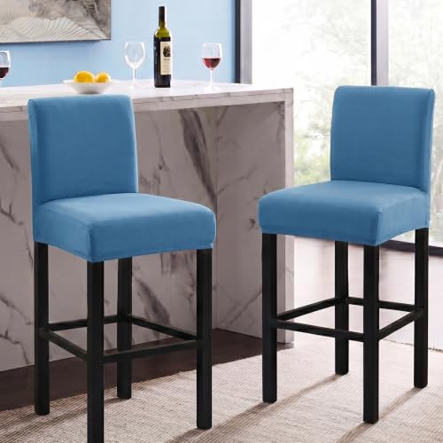 Image of FUANGUI Bar Stool Covers Set of 2, Waterproof Stretch Bar Stool Seat Covers | Washable Removable Bar Chair Covers with Backs Slipcovers, Bar Chair Covers Square for Kitchen Dining Room Cafe