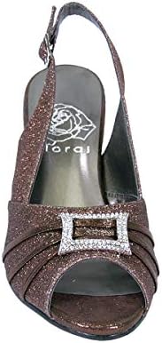 Floral Nadine (DP743) Women's Wide Width Peep Toe Dress Slingback Shoes Bronze 9 | Image 1