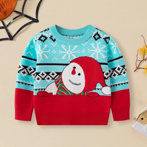Pull de Noël garçon anti-froid boutonné pour l'hiver