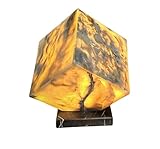 Lampe en marbre naturel Mukemel Mars (27 cm, lampe en marbre fait à la main, veilleuse de table, veilleuse artisanale, lampe LED, onyx et Alexandra motif marbre noir