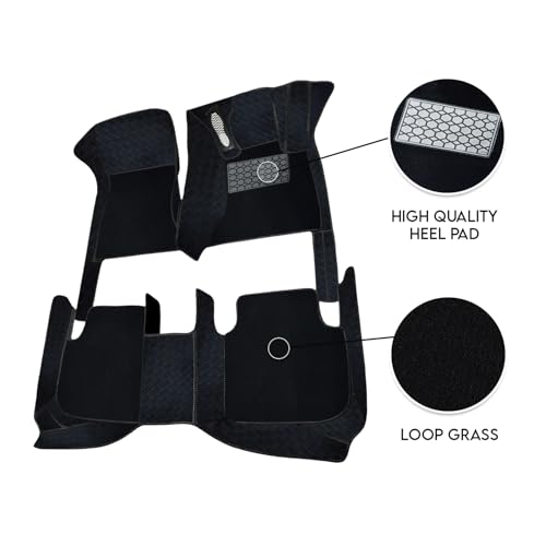 Image of 9D Luxurious Foot Mat | Waterproof | Anti-Slip | PU Leather | Full Coverage | All Weather | Custom Fitted | Car Mats | Compatible with Mahindra XUV700 (5 Seater) 2021 - Black Black