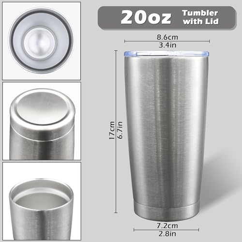 AIANJI 20oz Insulated Tumbler (6-Pack, Stainless Steel) — view 5