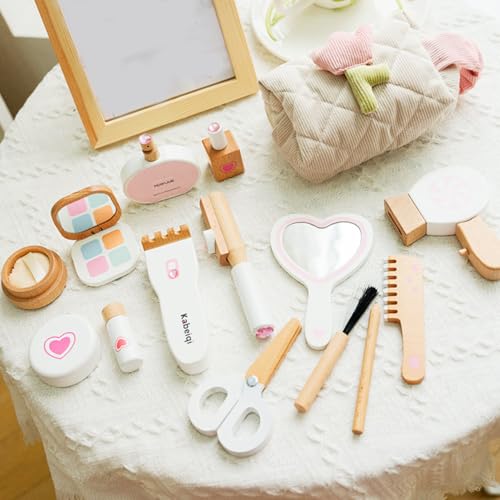 Ensemble maquillage en bois d'imitation durable avec parfum et peigne