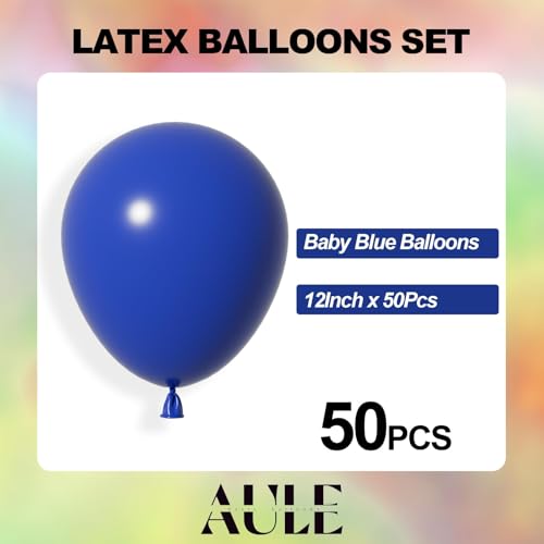 Image of AULE 50Pcs Latex 12 Inch Royal Blue Balloons | Helium Party Happy Birthday Graduation Gender Reveal Shower Independence Decoration