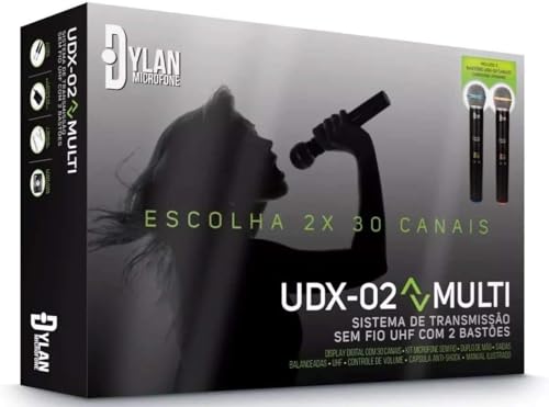 Microfone Sem Fio Duplo UHF - Dylan UDX-02 Multi