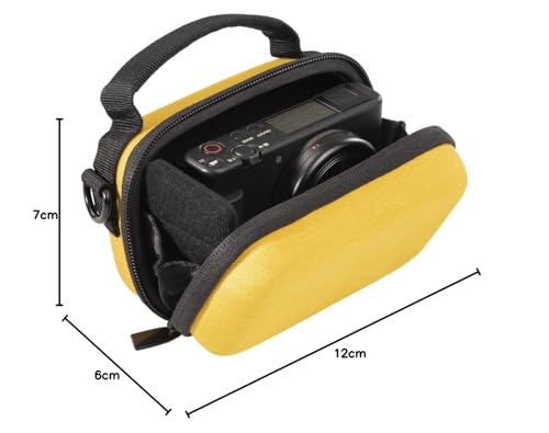 Hama Kameratasche „Ambato“ (Fototasche f&uuml;r Systemkamera und Videokamera, 12 x 6 x 7 cm, Hardcase f&uuml;r Wandern, Fahrrad, Trekking, Hartschale mit G&uuml;rtelschlaufe, zum Umh&auml;ngen, Tragegriff) gelb