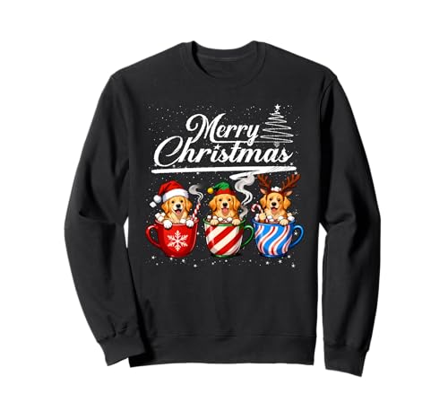 Merry Christmas Golden Retriever Reindeer Elf Santa Squad Sweatshirt