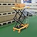 MSAIERPLR Hydraulic Lift Table Cart, 770lbs Capacity, Yellow, Industrial, Q235 Steel, PU, 4 Wheels, Double Scissor, Adjustable Height