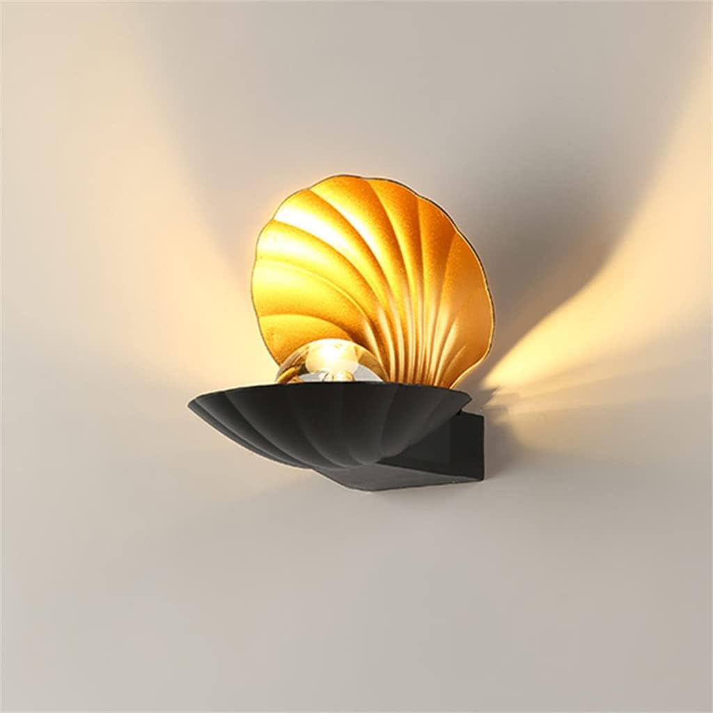 Nordic Pearl Shell Wall Lamp Outdoor Waterproof Art Deco for Bathroom Hotel Bedside Room Home Lighting Luster Fixture (Color : Wit, Size/Wit/As The Picture Shows (Svart As The Picture Shows)