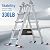 13.5FT Aluminum Foldabl Extension Ladder - Heavy-Duty A-Frame Adjustable Design for Home & Work, 330lbs Capacity, Retractable System with Safety Lock