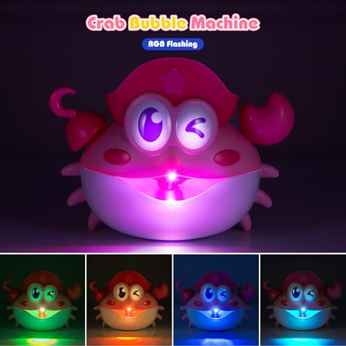 Bath Toys,Rechargeable Crab Baby Bath Toys Light Up Bath Bubble Machine with Colourful RGB Light Great Birthday Gift for Boys and Girls Toddler Toy for Kids Ages 1-3 4-8 — view 2