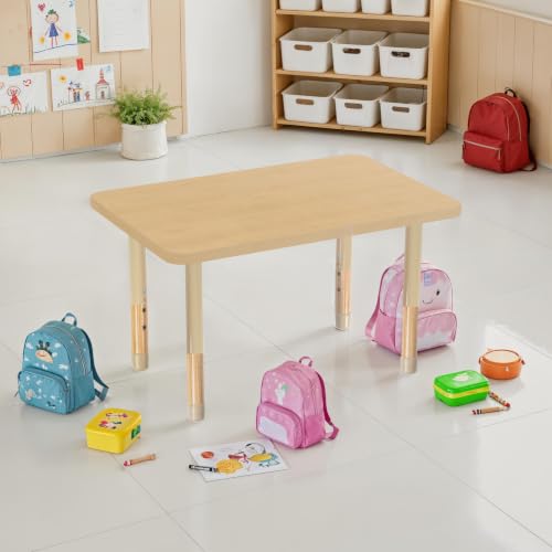 Image of 24 inch x 36 inch Rectangle Kids Classroom Table with Adjustable Chunky Wood Legs