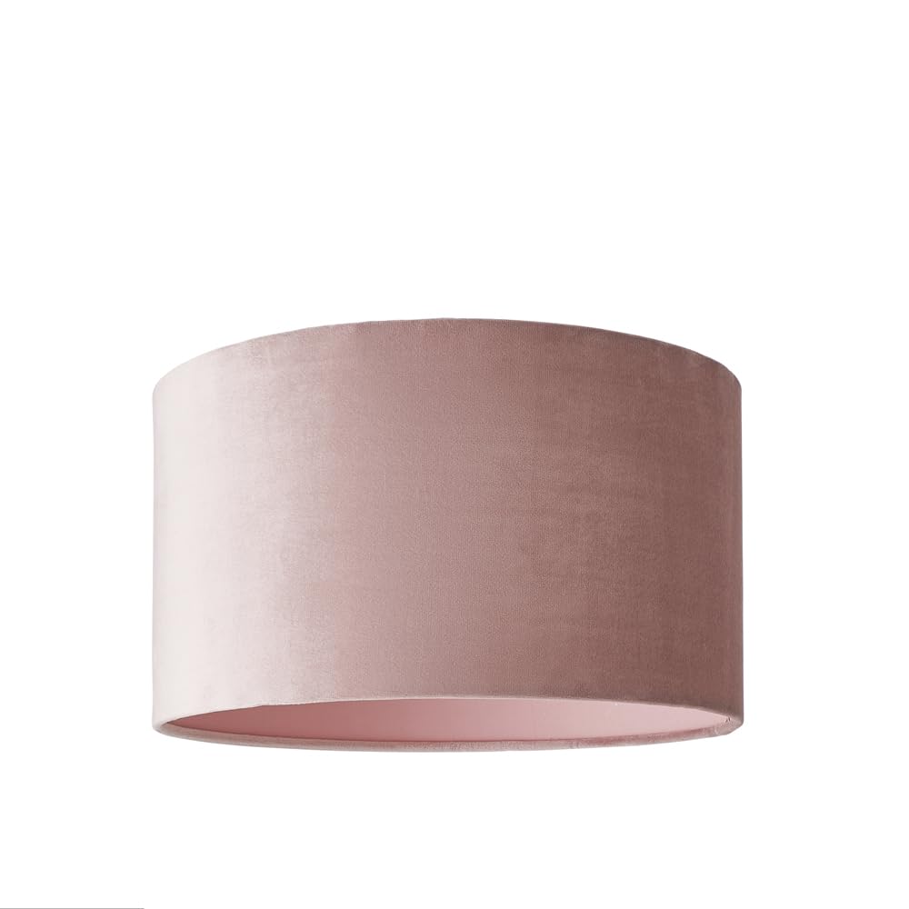 MiniSun | Medium Modern Blush Pink Velvet Drum Light Shade | Lamp Shades, Home Décor & Improvement Essential | 350mm Shade Width