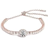 FEIKFEIZ Moissanite Tennis Bracelet, 2CT 8mm Lab-Created Moissanite Diamond, 18K Rose Gold Plated, Adjustable Women's Gold Bracelet, Jewelry Gift.