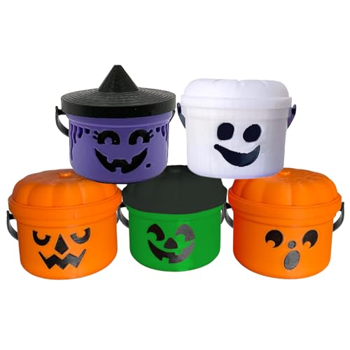 Spooky Mini Boo Bucket Figurines, Mini Halloween Nostalgia Bucket, Small Halloween Buckets Bulk, Halloween Candy Bowl, Trick or Treat, Plastic Buckets with Handles