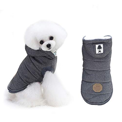 BESUNTEK Warm Dog Jacket for Puppy Winter Cold Weather Soft Windproof Small Dog Hoody Cat Coat (L#-BackChest=11