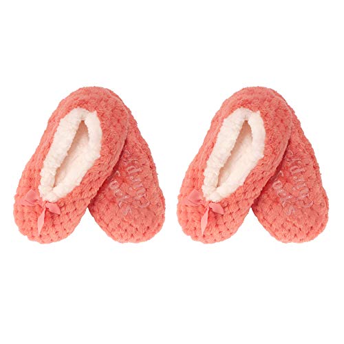 Image of BambooMN Women's Stripe Patterned Non-Slip Lined Travel Home Slippers - 2 Pairs