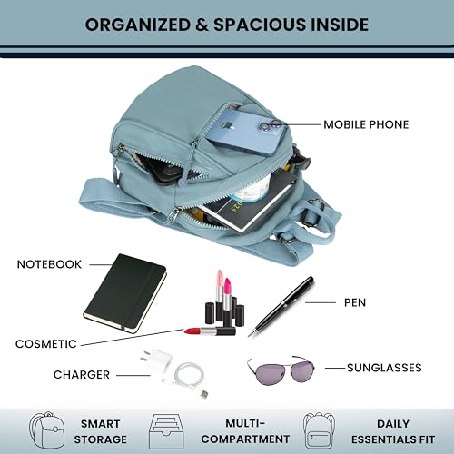 Image of TS WITH TECHSUN Women's Small Mini Backpack Purse | Water-Resistant Compact Bag for Travel, Casual Outings | Fits Only Essentials (L) 20 X (W) 14 X (H) 24 CM