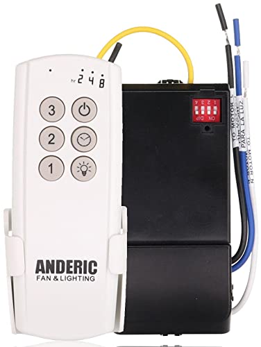 Anderic Ceiling Fan Remote Control Kit Universal For 3-Speed Fans With Fan Timer And Light Control 3-Speeds, Compact Receiver 63T-Ac83T-Kit #TOP1