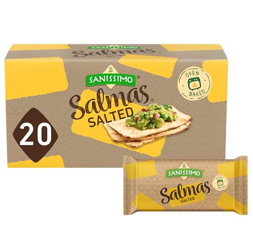 Sanissimo Salmas Salted, 20 packs of 3 Crackers, Oven Baked Corn Crackers, Gluten Free, Non GMO, Kosher Certified