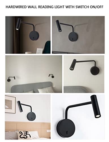 ZEROUNO Luz de leitura de parede, braço oscilante, latão escovado com lâmpada LED comutada, suporte