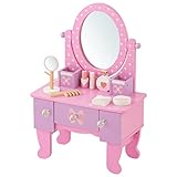 ぼん家具 ままごと ドレッサー 木製 お化粧セット おもちゃ メイクアップ コスメティック ごっこ遊び 姫系 鏡台 プレゼント ピンク