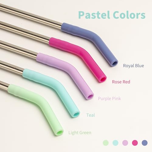 Image of 12 inch Long Metal Straw for Stanley 40oz Cup, Reusable Straw with Silicone Tip