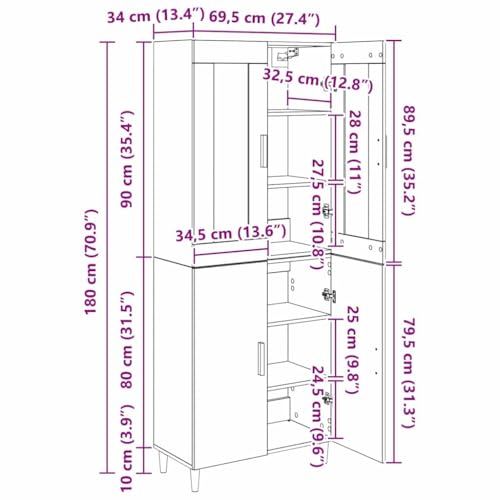 Estantería de roble negro de alta calidad con 4 puertas y diseño exclusivo 3
