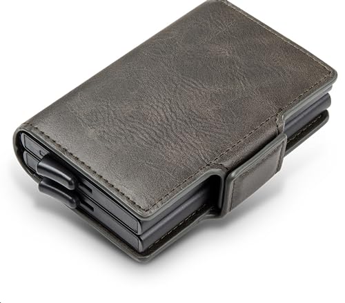 Handmade RFID Wallet for Men Leather Pop-Up Wallet Aluminum Tri-fold Wallet Durable Quality Luxury Mother and Father's Day Gifts (Dark Olive)3