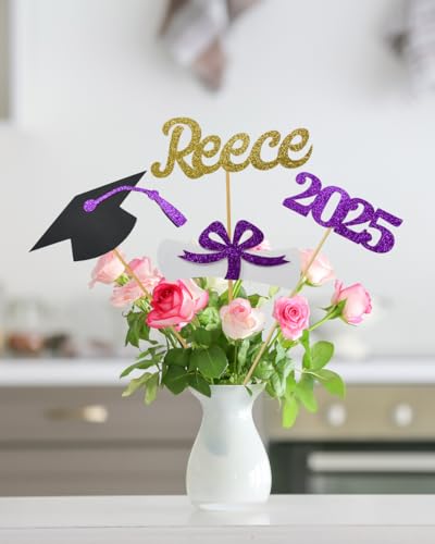 Graduation party decorations 2024, Graduation Centerpiece Sticks, Grad, Cap, Diploma, 2024, custom name centerpiece, graduation decor 2024, blue glitter Graduation table decor, blue and gold