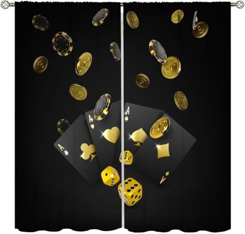 Cortinas Opacas para Niños Cartas De Poker Cortinas Opacas Habitacion Infantil 3D Estampadas Cortinas Dormitorio Salon con Ojales para Oficina del Hotel Hogar 2 Piezas-7954516095836300