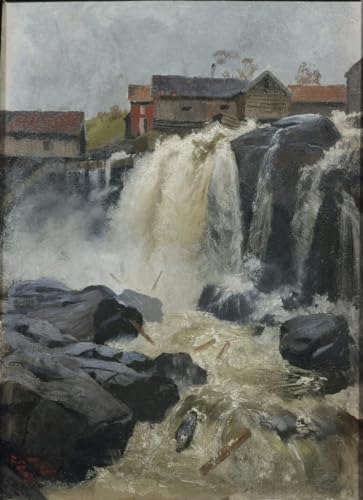 Poster Haug Falls Fritz Thaulow pour habiller un mur vide de salon avec une toile 60x90