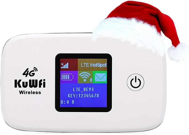 KuWFi 4G LTE Mobile WiFi Hotspot Unlocked Wireless Internet Router Devices with SIM Card Slot for Travel Support B1/B3/B5/B7/B8/B20 in Europe Caribbean Africa