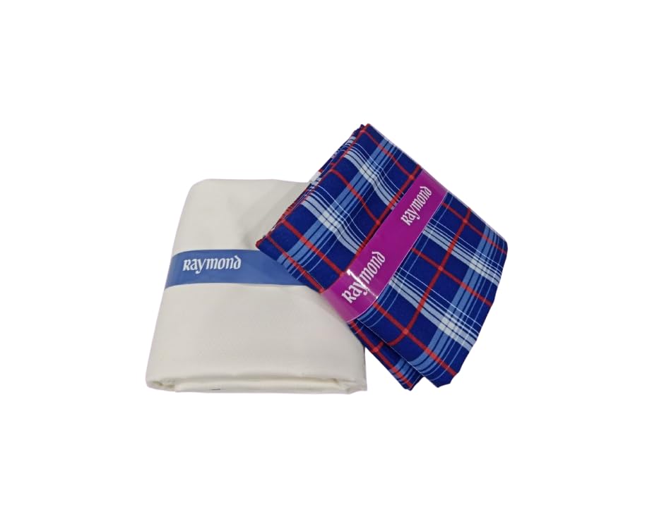 Raymond Men’s Shirt & Trouser Fabric Combo | Premium Checked Shirt Fabric with Solid Formal Trouser Fabric | Unstitched Dress Material for Office, Formal & Casual Wear