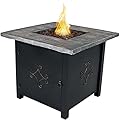 Sunnydaze 30-Inch Square Cast Stone Propane Gas Fire Pit Table with Lava Rocks - Includes Weather-Resistant Cover