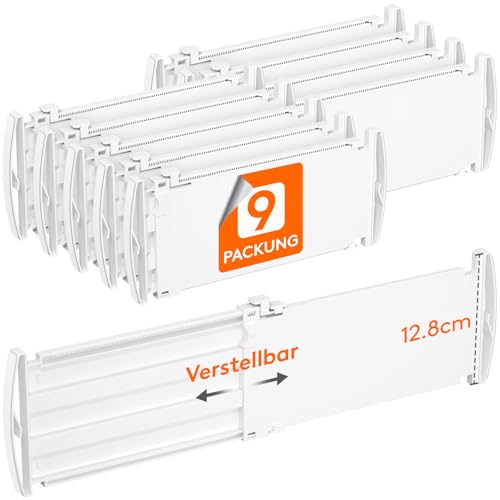 Lifewit 9 Stück Schubladentrenner, Verstellbar Schubladen Trenner für Innenlänge 30 –47cm/11.5-18.5" & Höhe＞13cm, Schubladen Organizer Schubladenteiler für Kleiderschrank Wickelkommode Tisch Küche