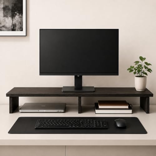 Bniture Monitor Stand Riser for Desk | 100 cm Wide Computer Monitor Shelf with Keyboard Storage | 17 mm Engineered Wood | Desktop Organizer for Home & Office (Flower Wenge, HXMD103) Deal