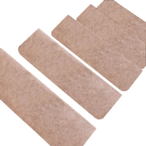 階段マット 滑り止め マット 15枚 ペット 吸着 防音 置くだけタイプ ズレない 洗える 転倒防止 キズ防止 55*22cm 厚さ0.45cm おしゃれ 柳葉柄模様 敷き 子供や高齢者 ペットなどの安全対策に 家庭/事務所/オフィス/賃貸使用可 ブラウン