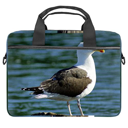 Sac ordinateur portable 13-14.5 pouces antichoc à bandoulière et zips renforcés motif mouettes