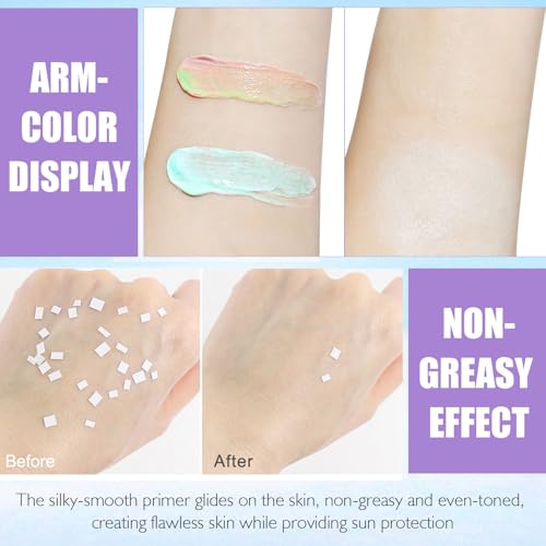 Gravel Dew 3 In 1 Primer for Face Before Makeup, SPF 50 PA+++, Sunscreen Isolation Cream, One-Step Color Correcting Primer, Blurs Pores Oil Control Concealer & Moisturizing, Skin Tone Correcting #01 2.82 Oz