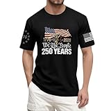 250 Years T Shirt, Mens Anniversary USA Shirt 1776-2026 250Th Tee Patriotic American Independence Day T Shirts (XL, Black)